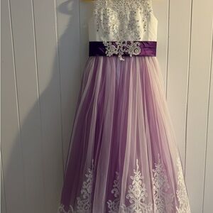 Elegant Purple and White Kids Dress